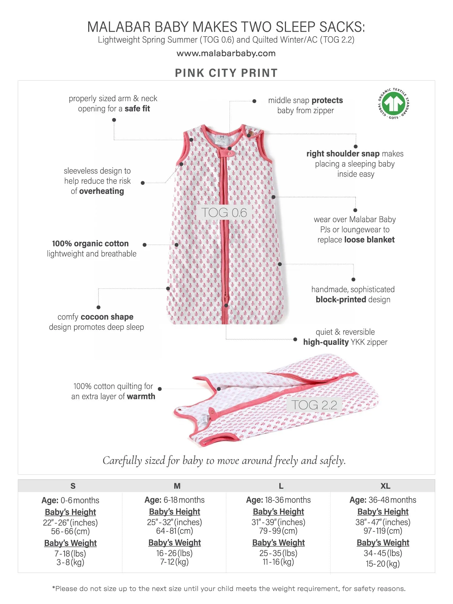Baby Sleeping Bag Pink City Print - TOG 2.2 (Quilted)