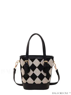 BagForLove - Adjustable Shoulder Strap Mini Geometric Fashion Handbag with Color-blocked Pattern