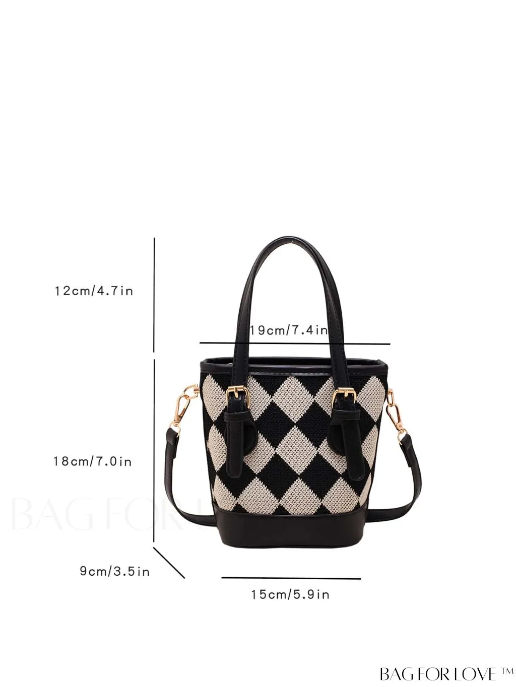 BagForLove - Adjustable Shoulder Strap Mini Geometric Fashion Handbag with Color-blocked Pattern