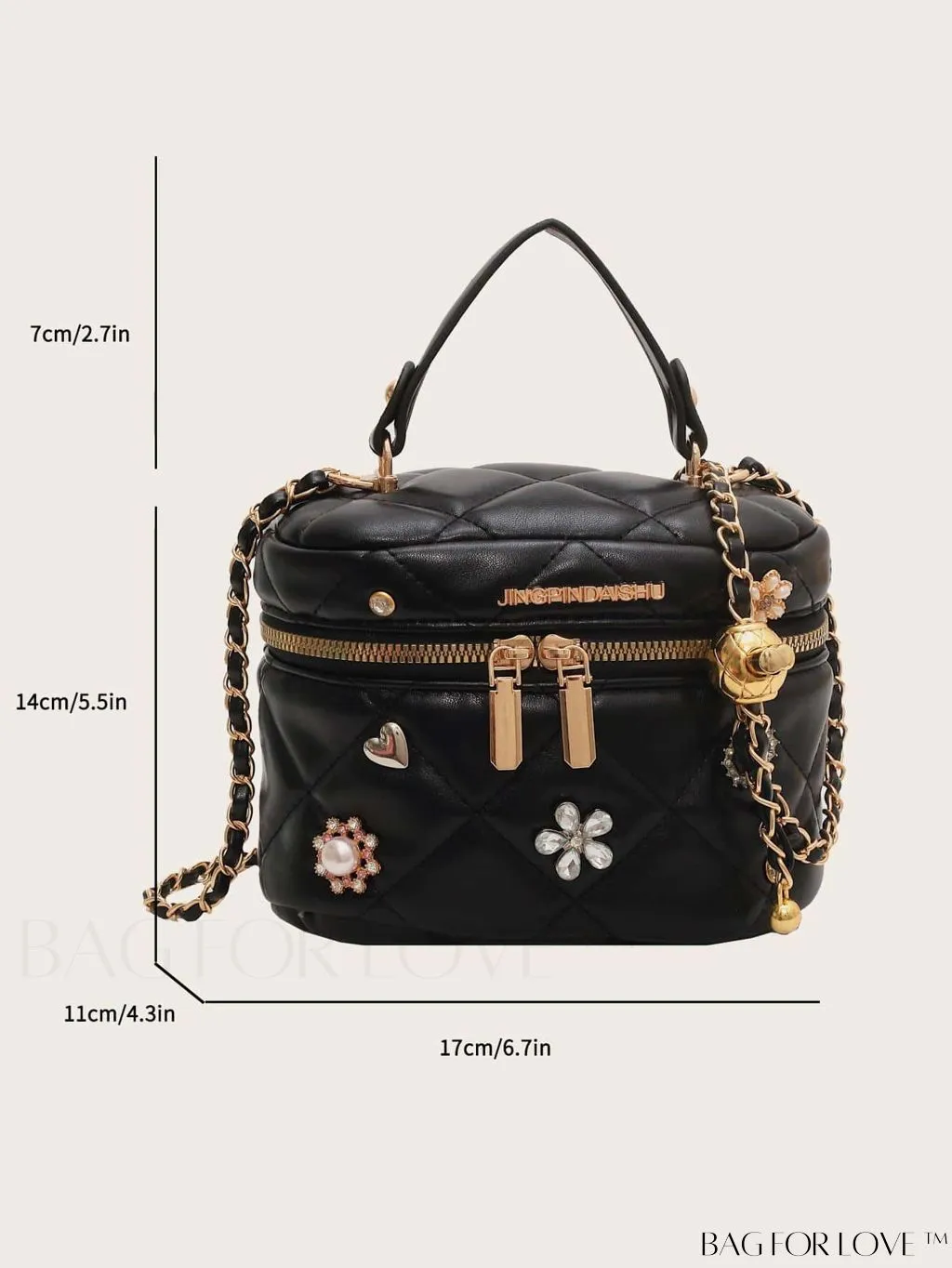 BagForLove - Chic Quilted Mini Top Handle Bag - Metal Chain Detail, Flip Top Closure