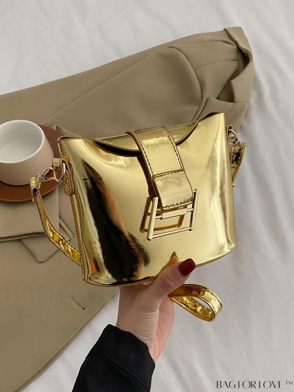 BagForLove - Compact Metallic Decor Bucket Bag with Stylish Appeal