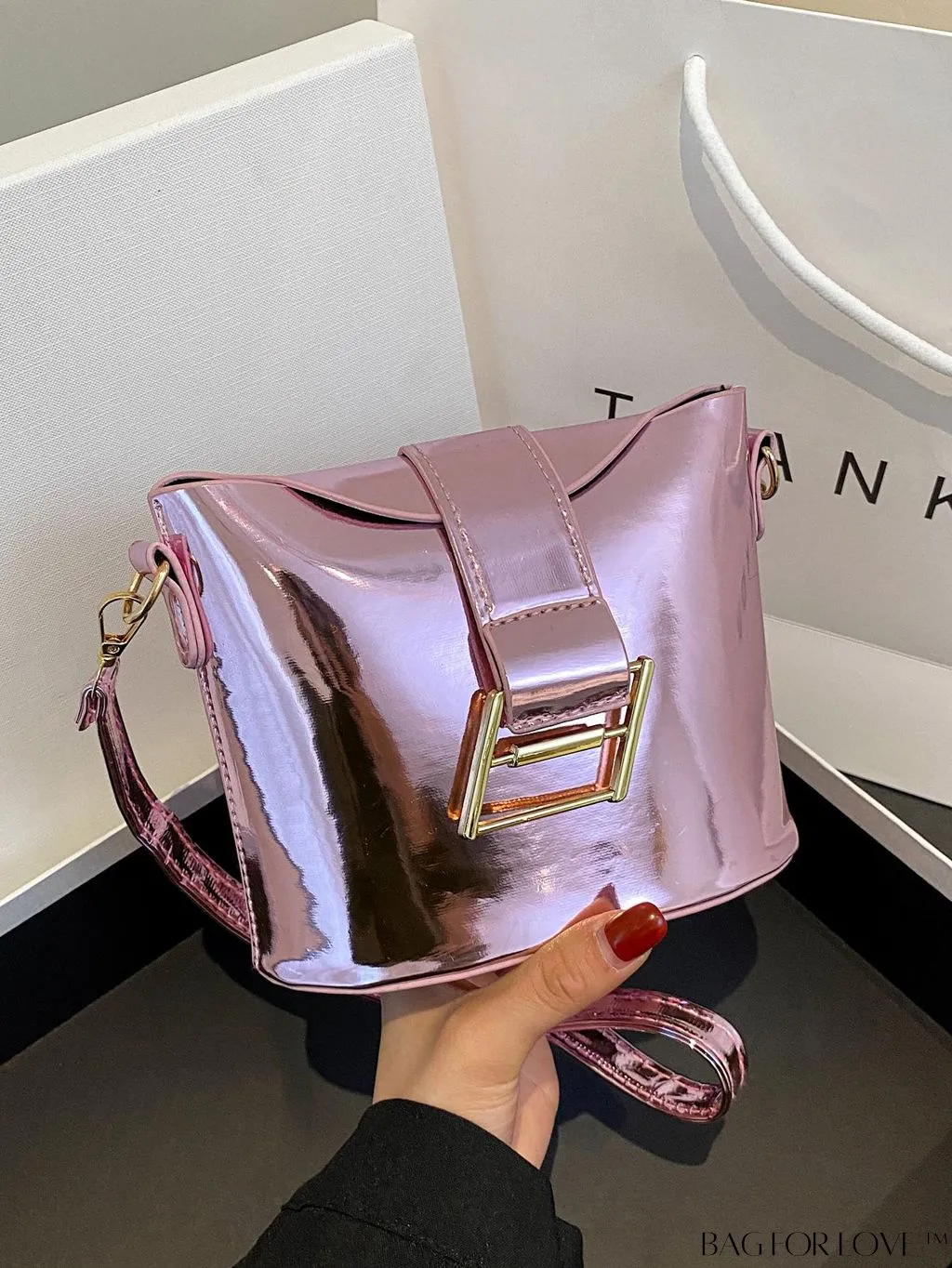 BagForLove - Compact Metallic Decor Bucket Bag with Stylish Appeal