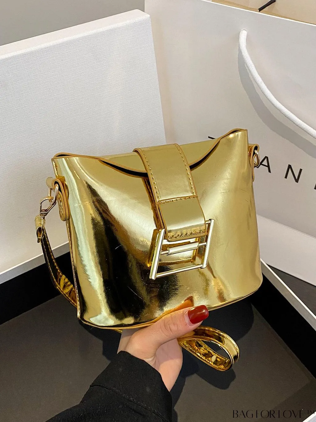 BagForLove - Compact Metallic Decor Bucket Bag with Stylish Appeal