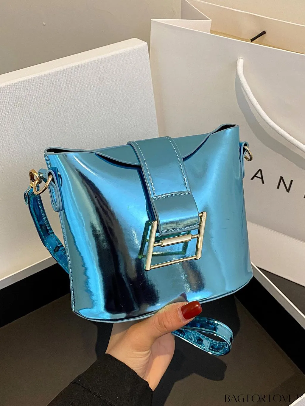 BagForLove - Compact Metallic Decor Bucket Bag with Stylish Appeal