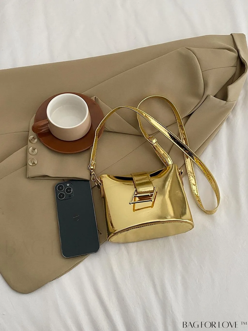 BagForLove - Compact Metallic Decor Bucket Bag with Stylish Appeal