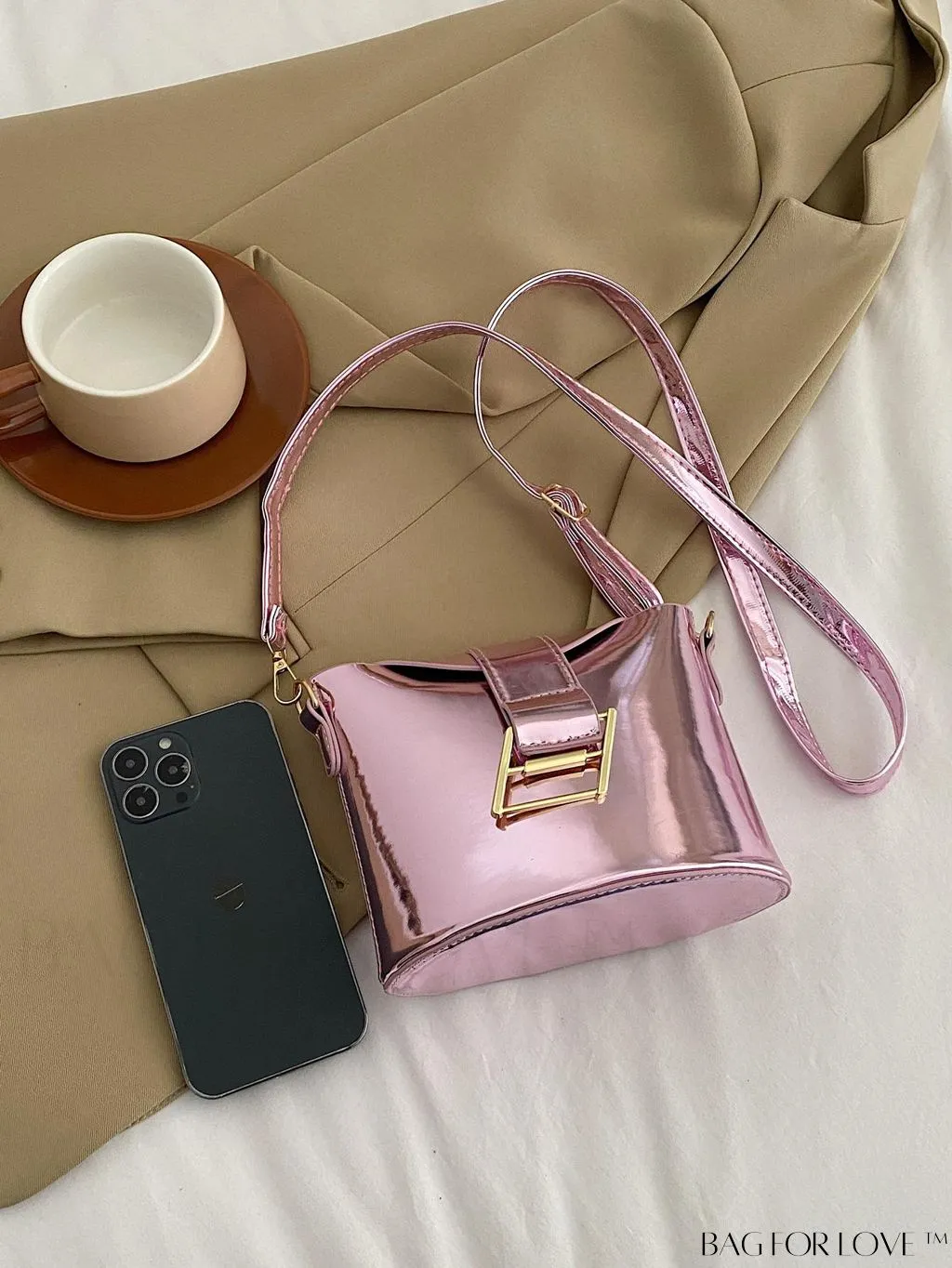 BagForLove - Compact Metallic Decor Bucket Bag with Stylish Appeal