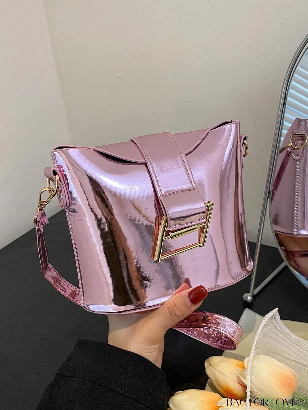 BagForLove - Compact Metallic Decor Bucket Bag with Stylish Appeal