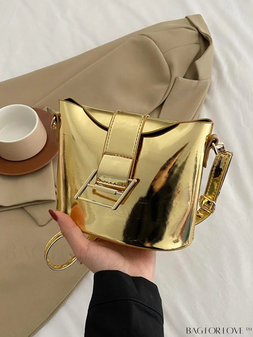 BagForLove - Compact Metallic Decor Bucket Bag with Stylish Appeal