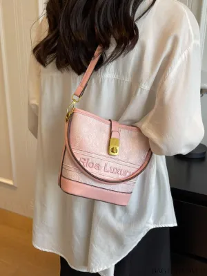BagForLove - Stylish Pink Embroidered Barrel Handbag - Womens Fashion Accessory
