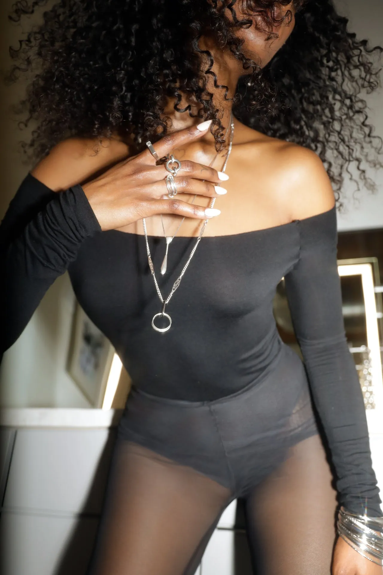 Bare Shoulder Long Sleeve