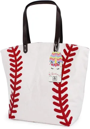 Baseball Bag for Women - Canvas Casual Shoulder Handbag for Softball, Gym, Travel & Shopping