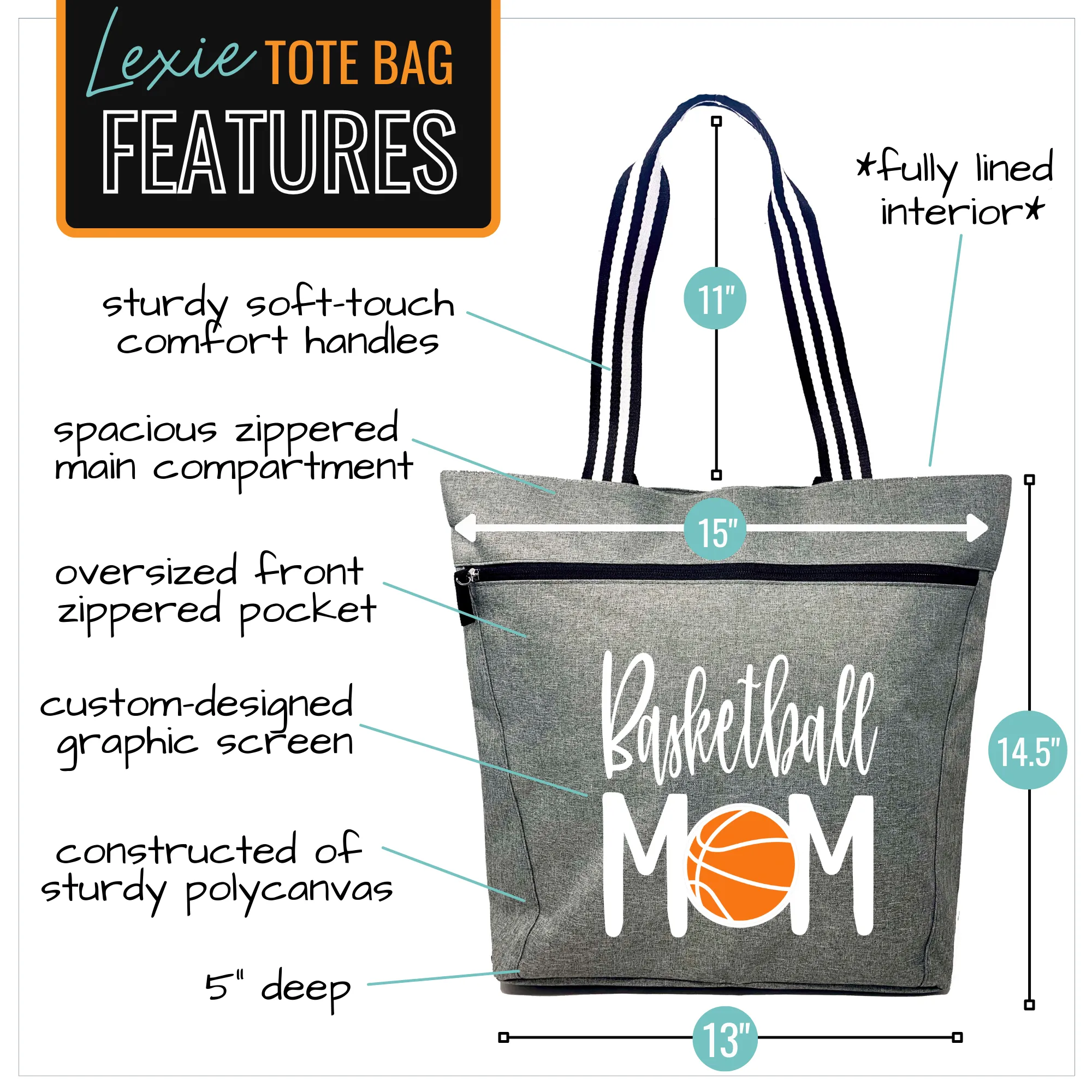 Basketball Mom Lexie Gray Tote Bag for Moms