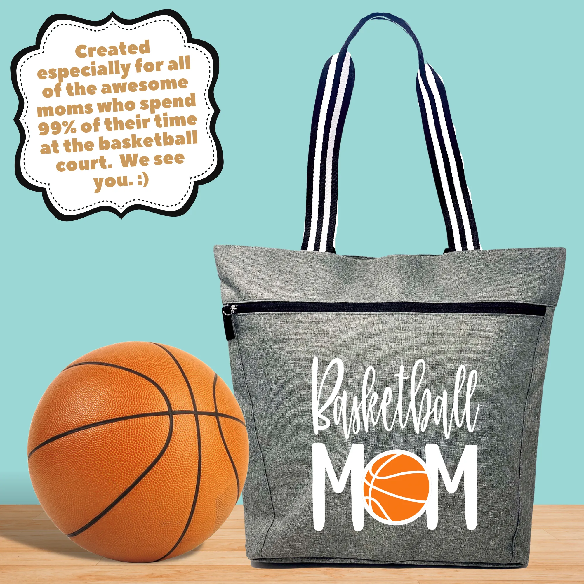 Basketball Mom Lexie Gray Tote Bag for Moms