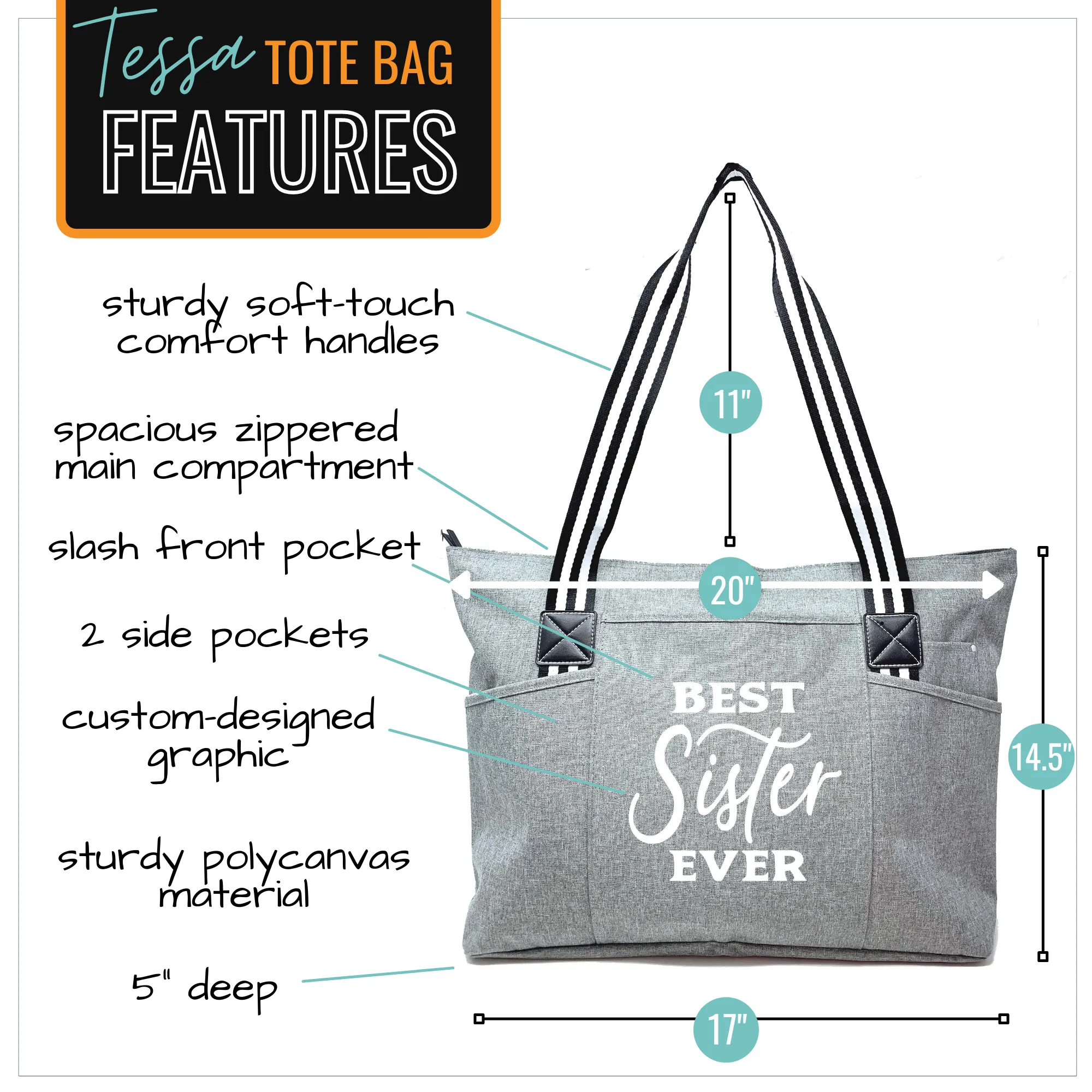 Best Sister Ever Tessa Gray Tote Bag for Sister