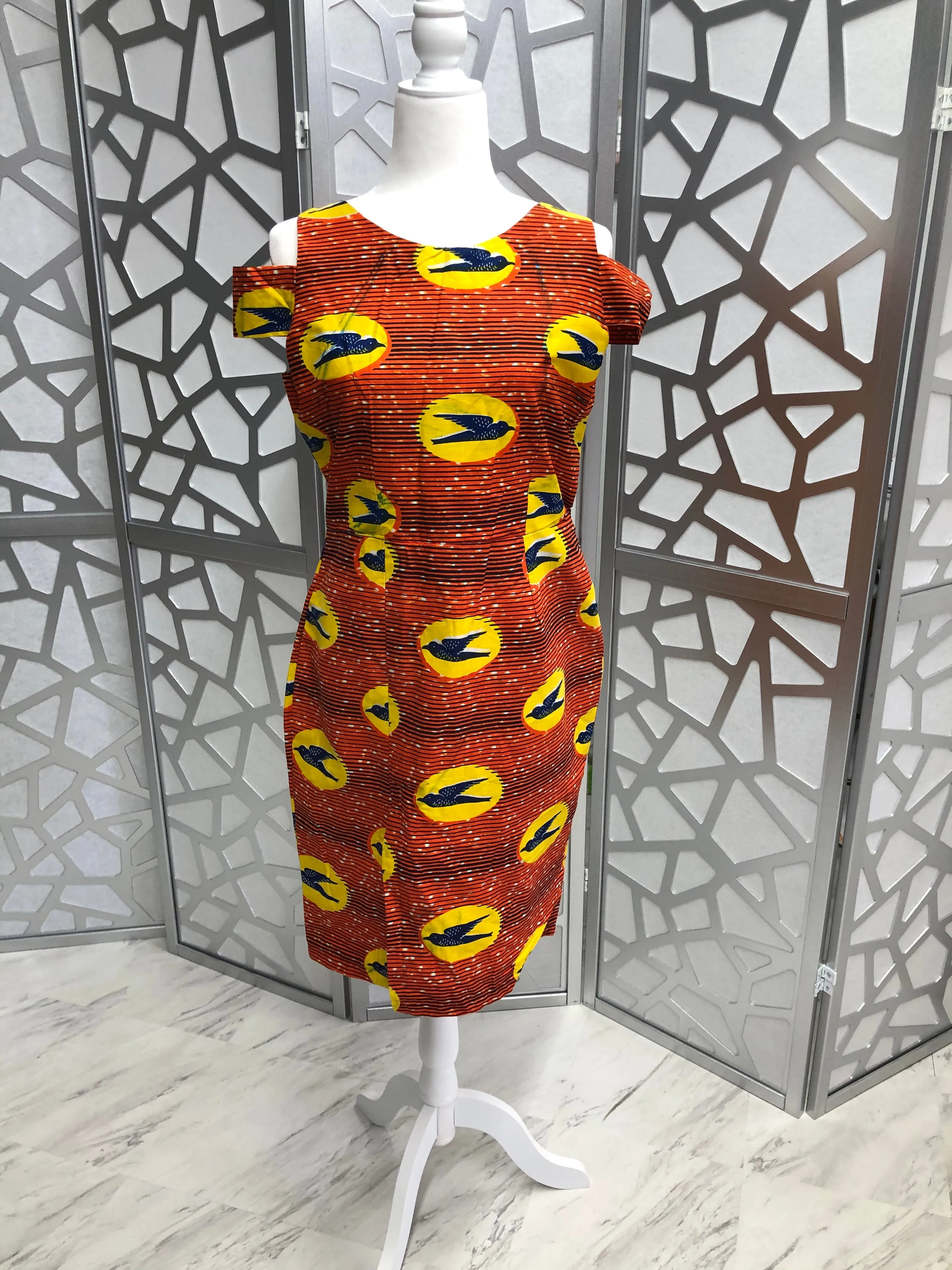 Bird Cold Shoulder Dress