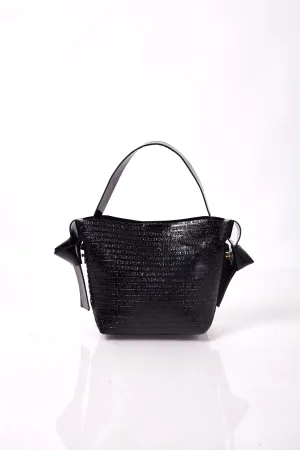 Black Knotty Crossbody Top Handle Bag