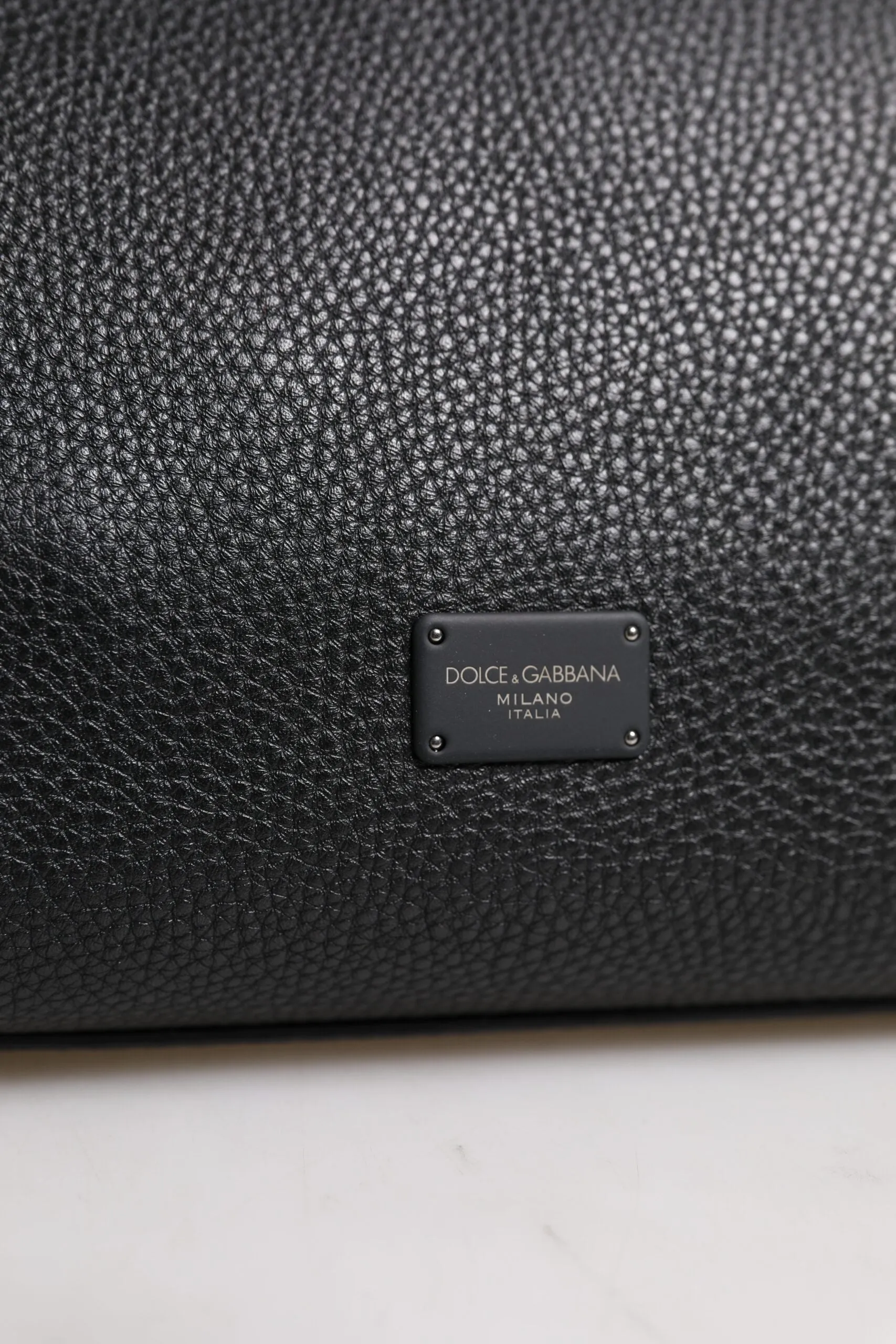 Black Leather Logo Plaque Shoulder Crossbody Bag