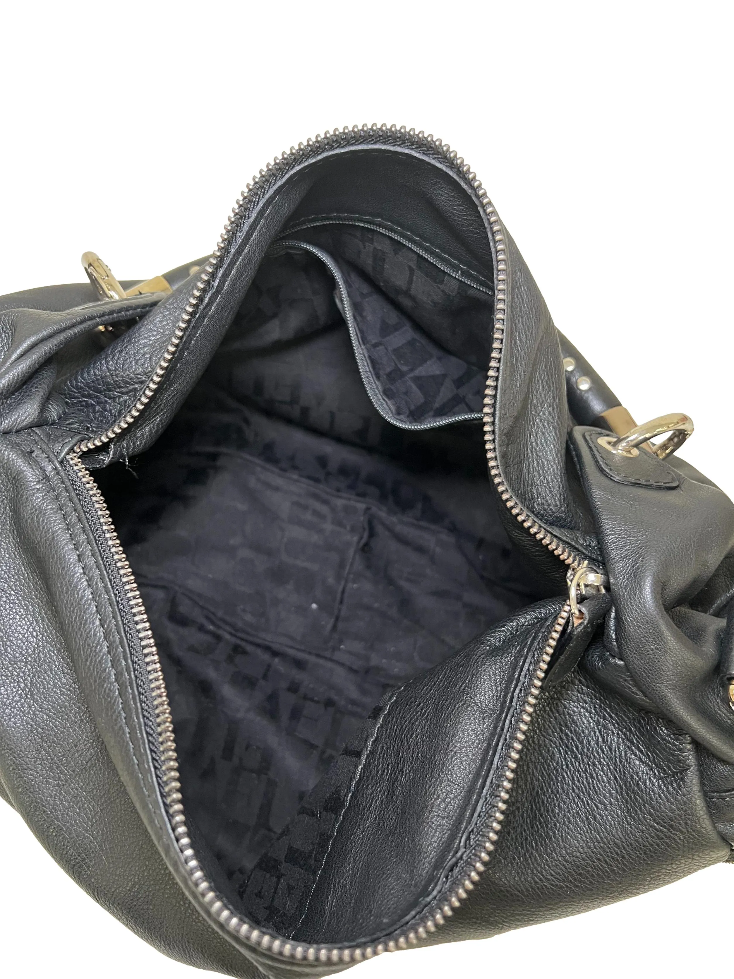 Black Leather Studded Shoulder Bag