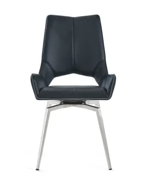 Black Set Of 2 Swivel Dining Chairs