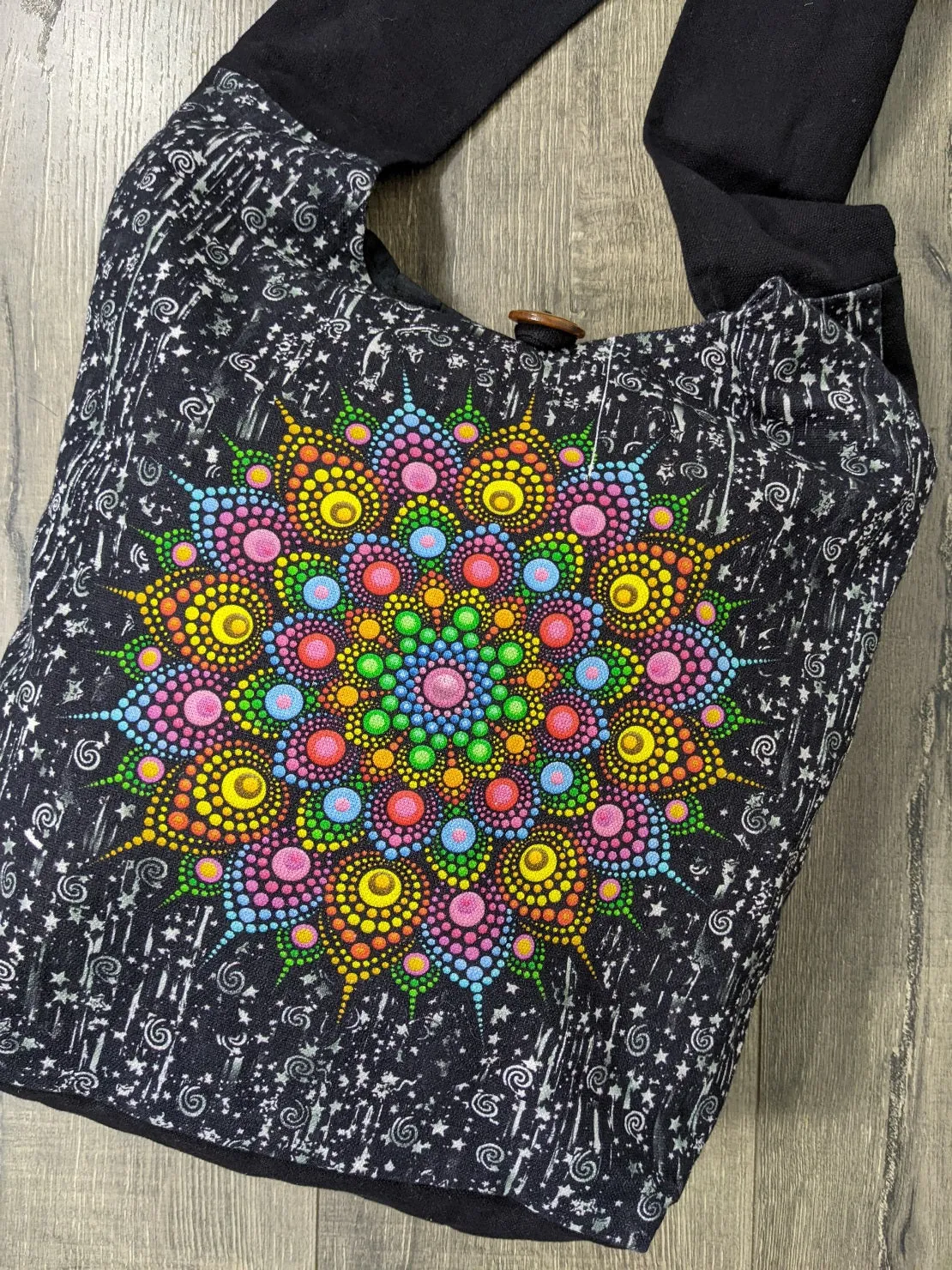 Black Shoulder Bag With Mandala