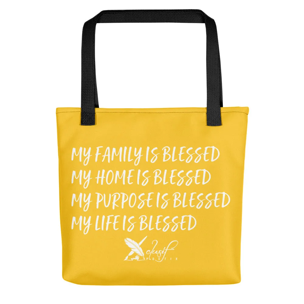 BLESSED BY XCLUSIF POETIX BLUE & WHITE Tote bag