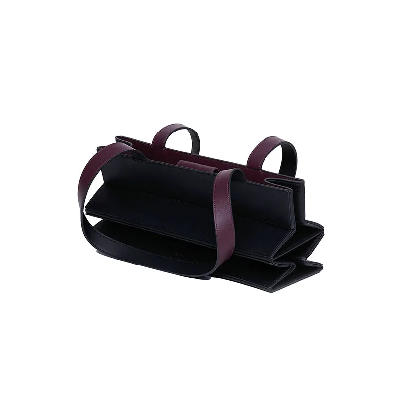 Block Medium Foldable Tote Bag - Black