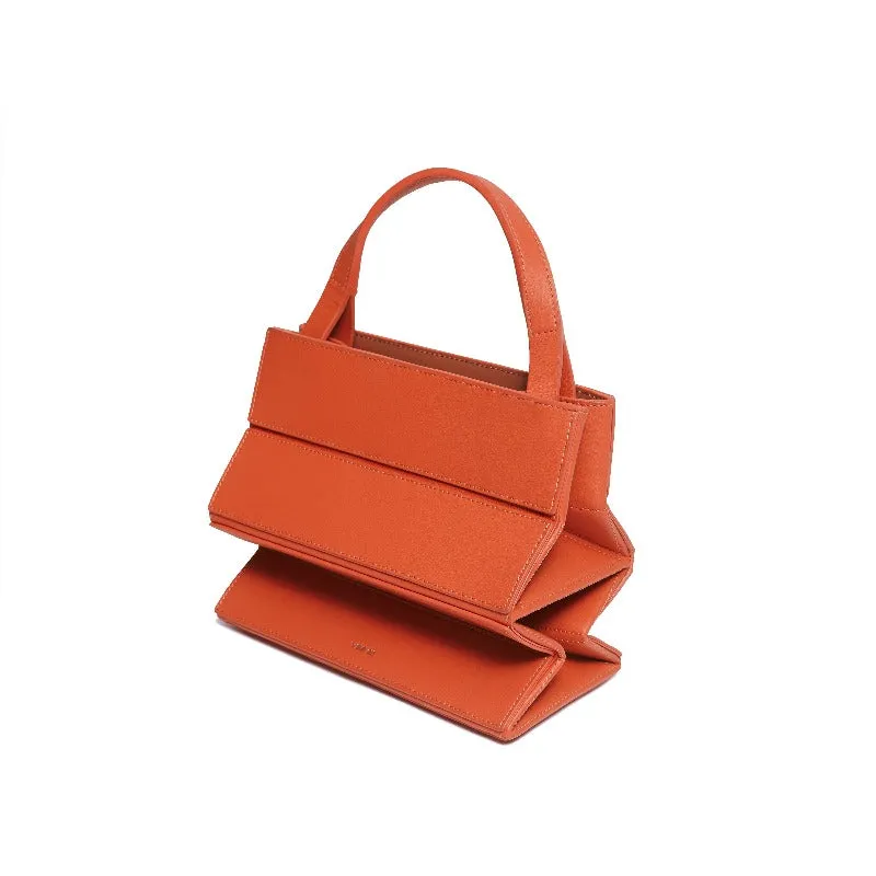 Block Small Foldable Handbag - Orange