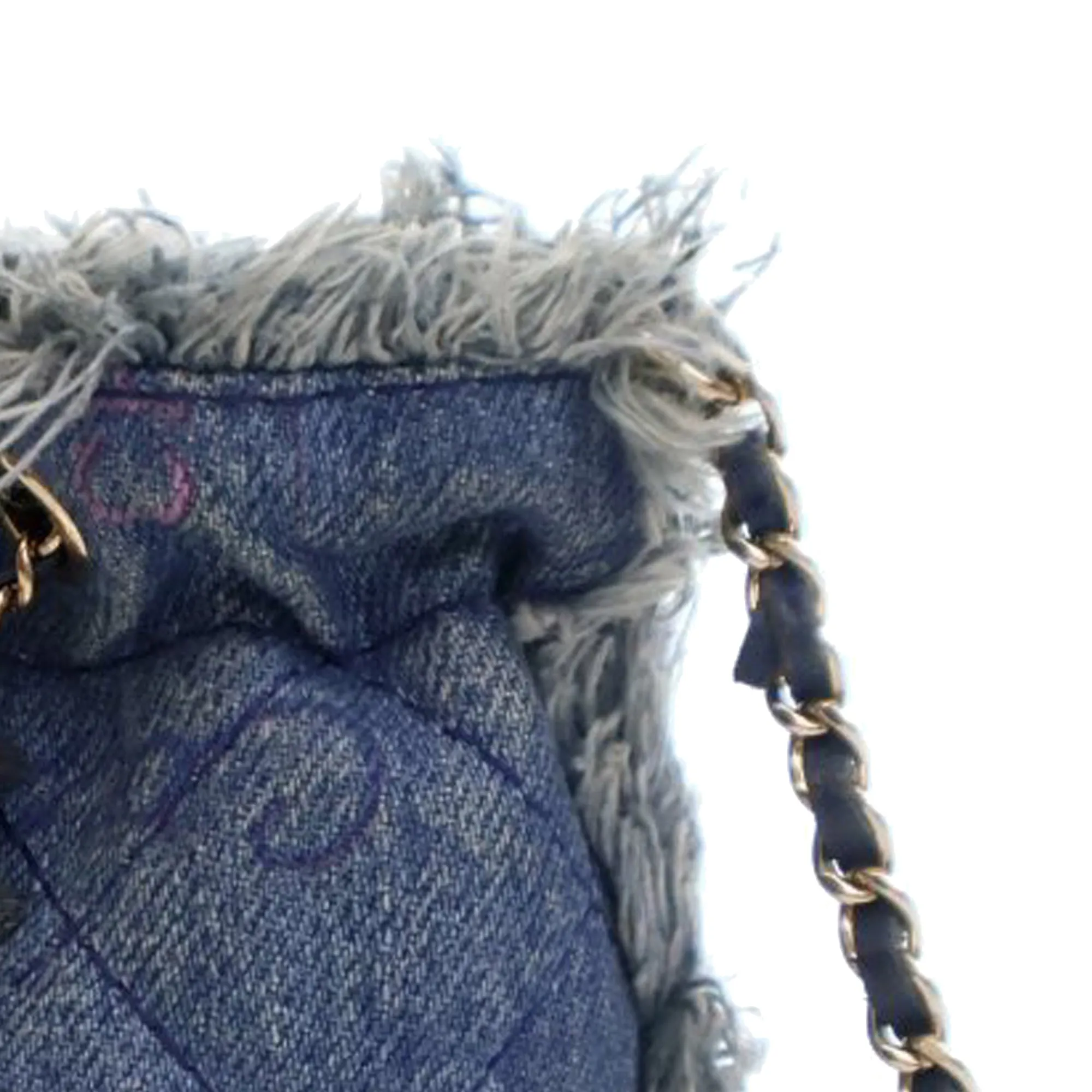 Blue Chanel Mini Denim Mood Bucket with Chain