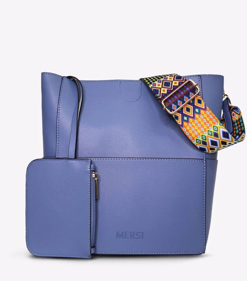 Blue Demi Bucket Bag | Vegan Leather Handbag | She She's Closet
