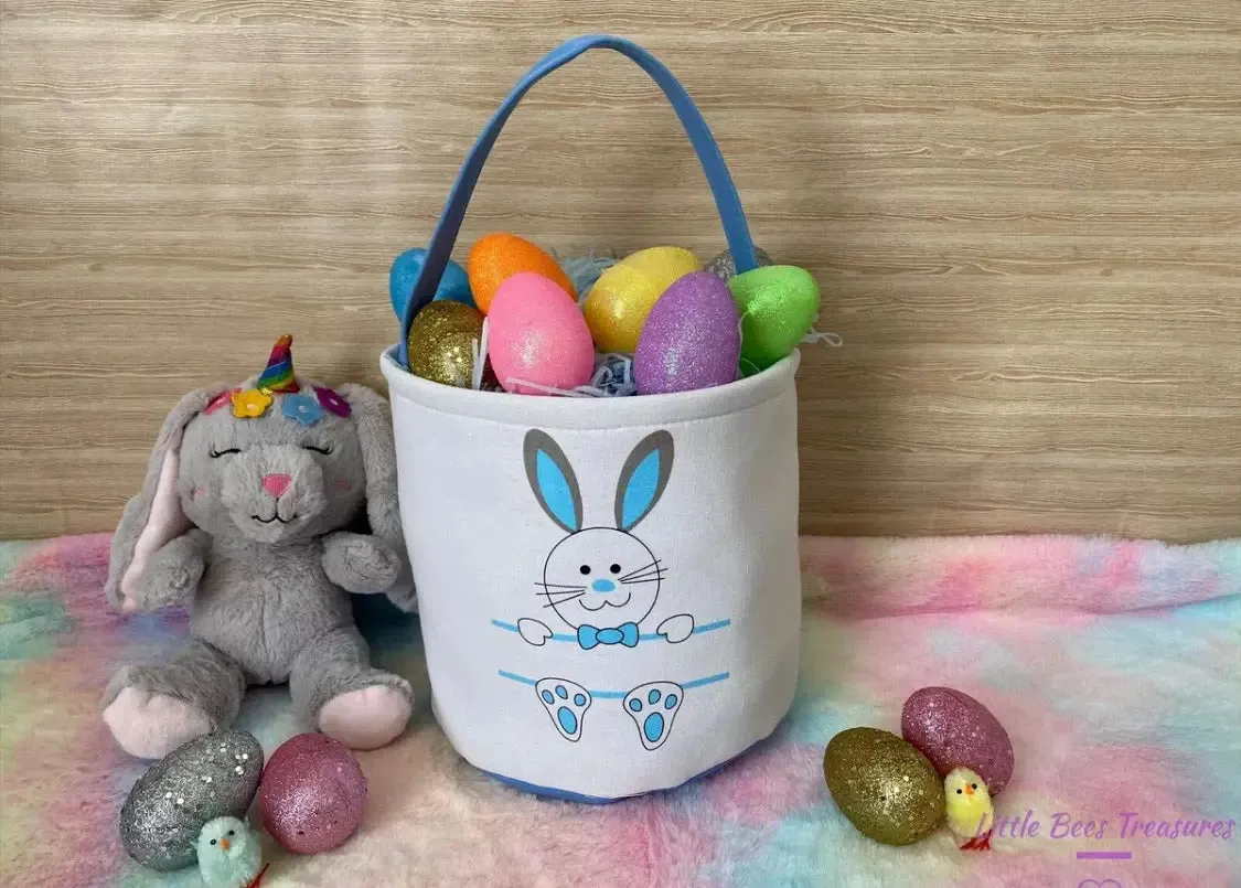 Blue Easter Basket Bunny Bags / Bucket x 1 pc