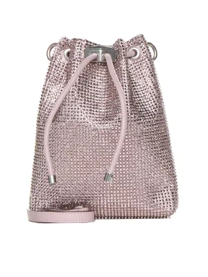 Bon Bon rhinestone satin mini bucket bag