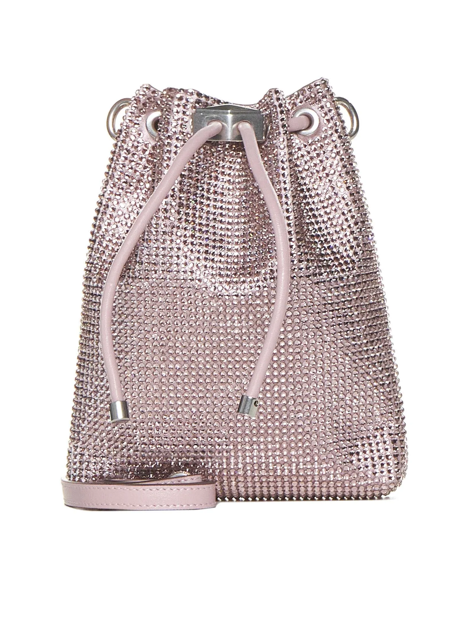 Bon Bon rhinestone satin mini bucket bag