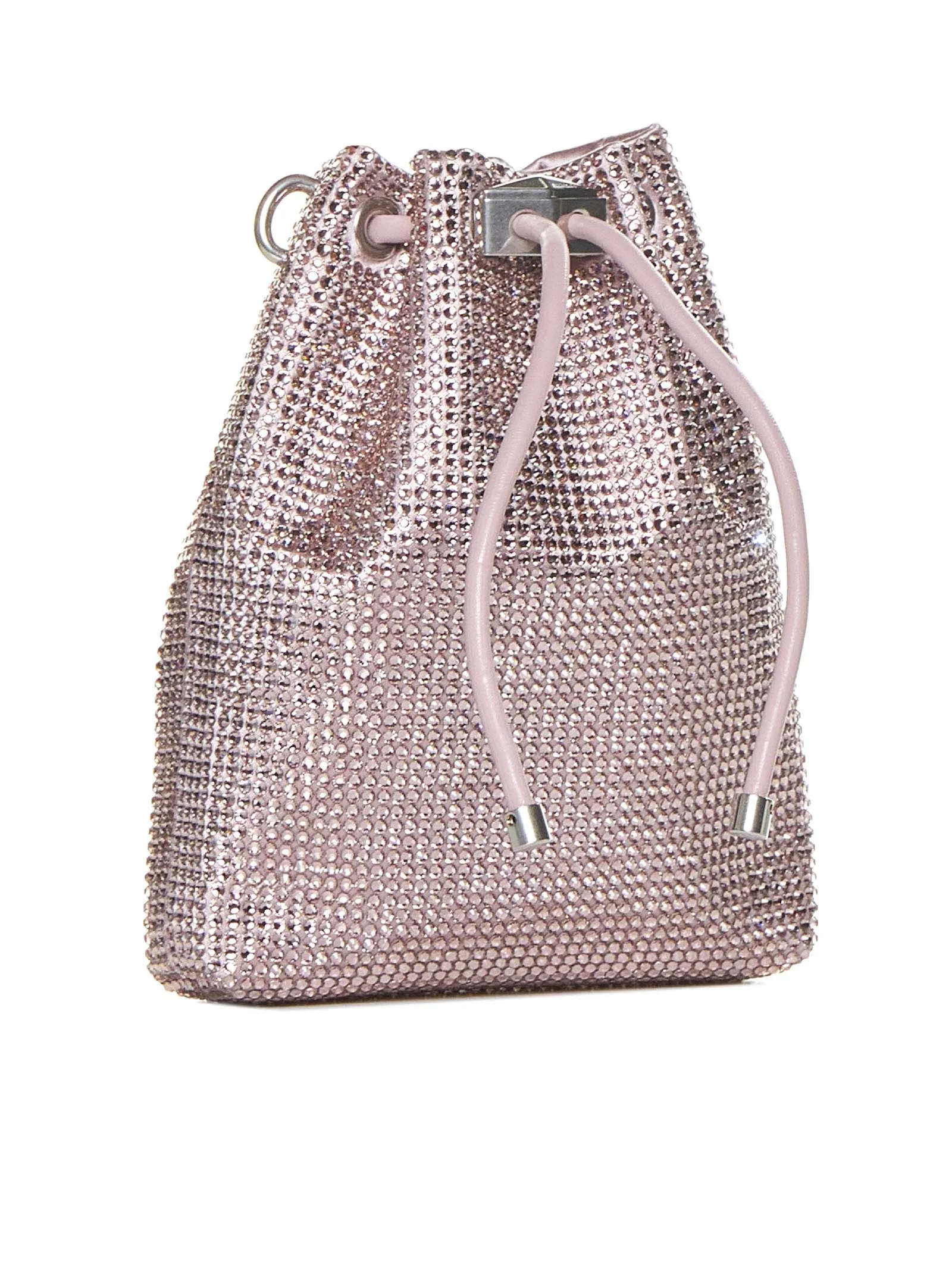 Bon Bon rhinestone satin mini bucket bag