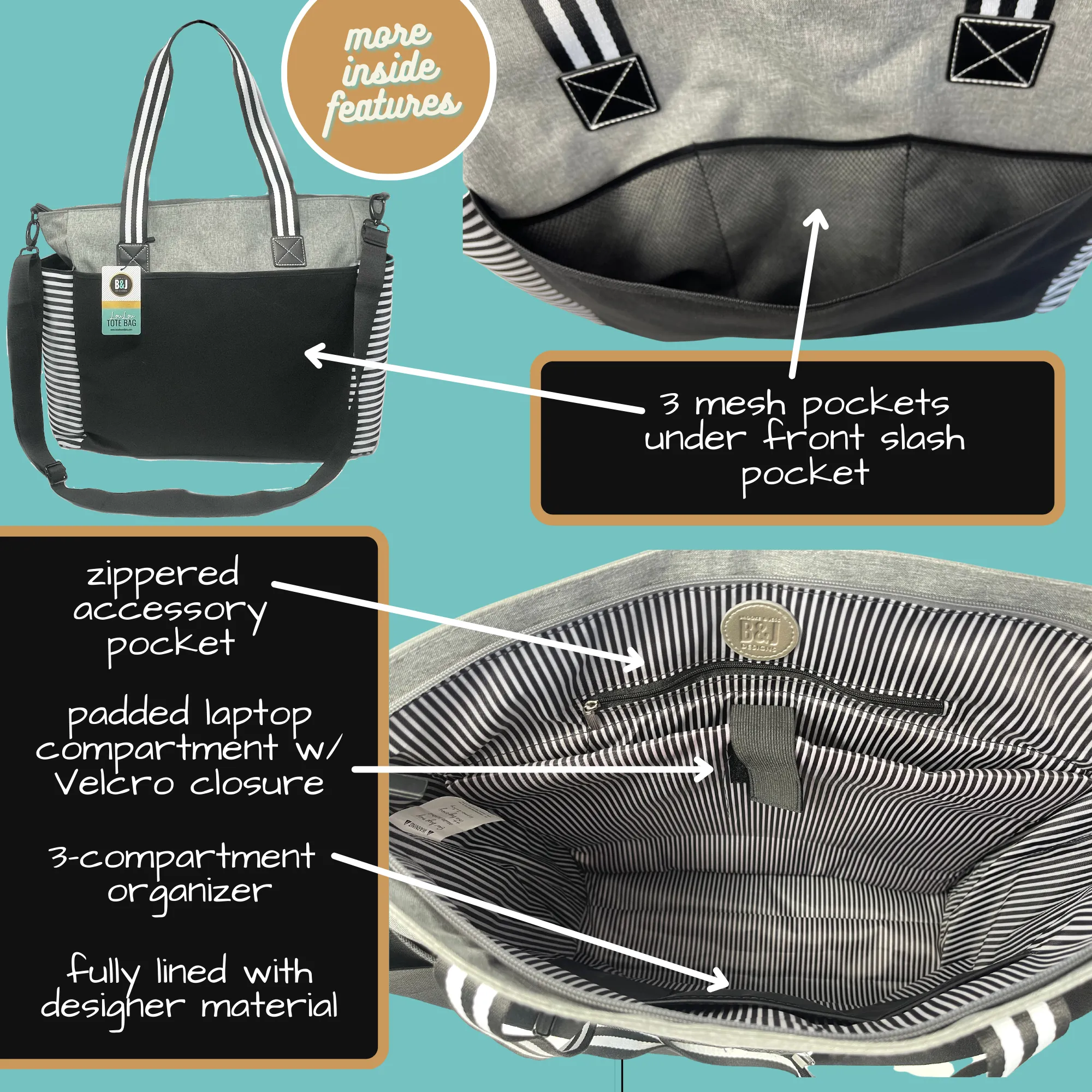 Boss Lady LouLou Gray Tote Bag for Bosses