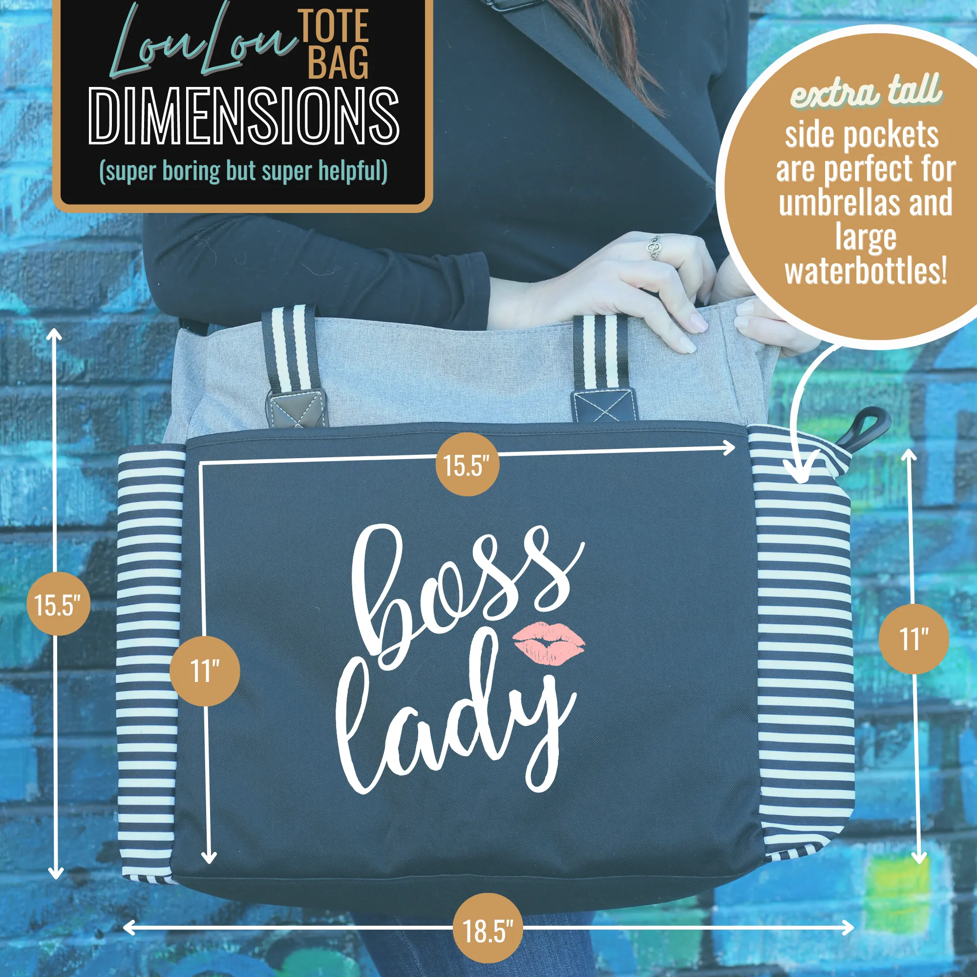 Boss Lady LouLou Gray Tote Bag for Bosses