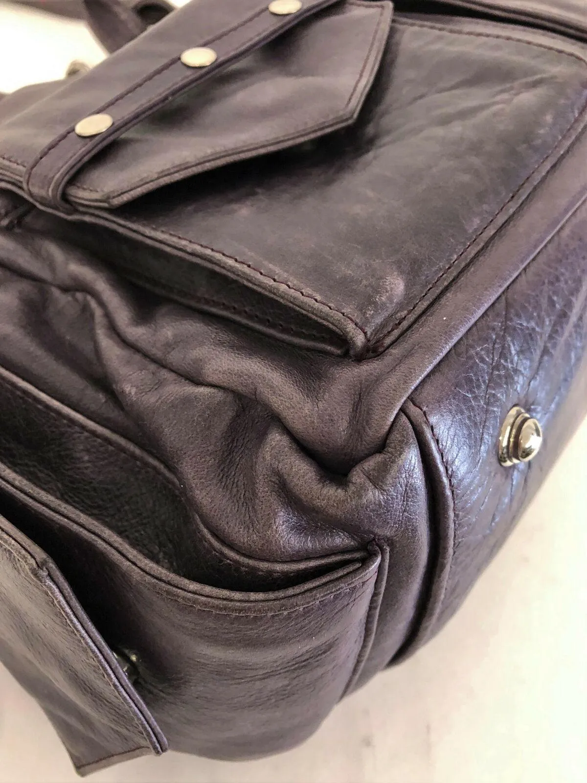 Botkier Holster Bag Purple Studded Leather Multi-Pocket Medium Shoulder Bag