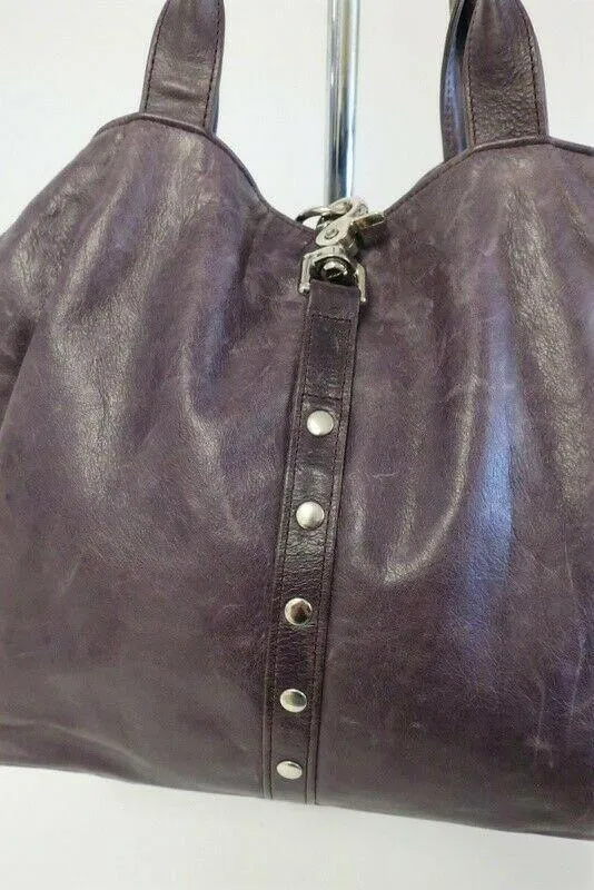 Botkier Holster Bag Purple Studded Leather Multi-Pocket Medium Shoulder Bag