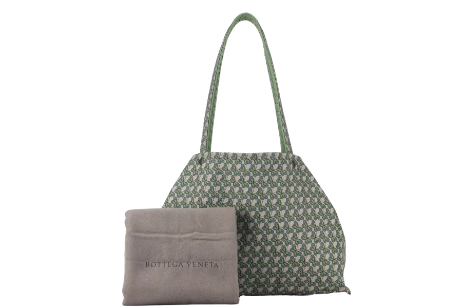 BOTTEGA VENETA REVERSIBLE TOTE (547380) ALOEMINT GREEN LEATHER WITH BUTTERFLY PATTERN WITH DUST COVER