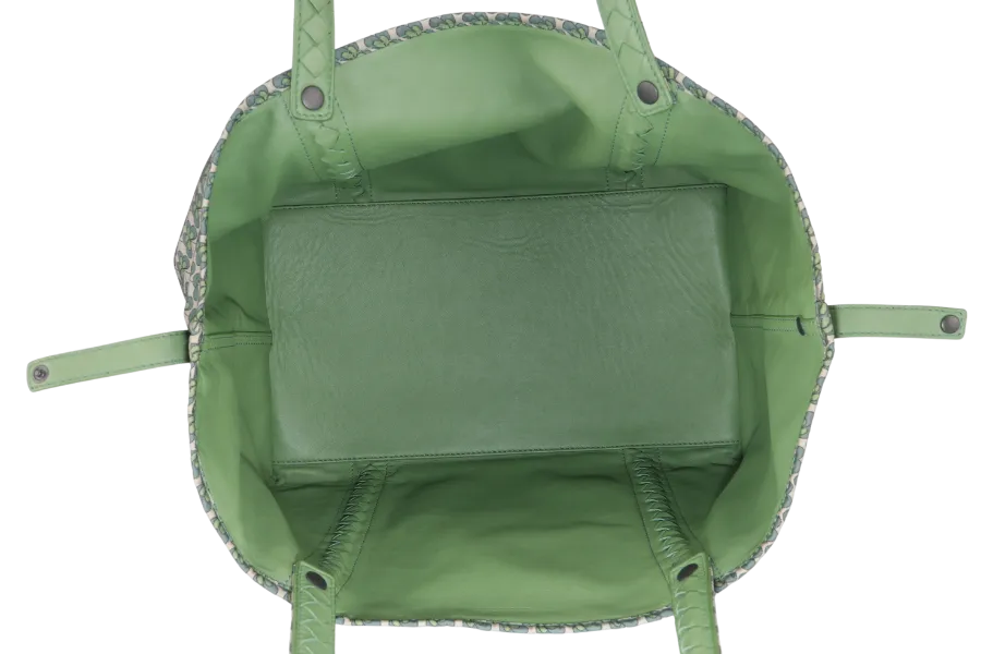 BOTTEGA VENETA REVERSIBLE TOTE (547380) ALOEMINT GREEN LEATHER WITH BUTTERFLY PATTERN WITH DUST COVER