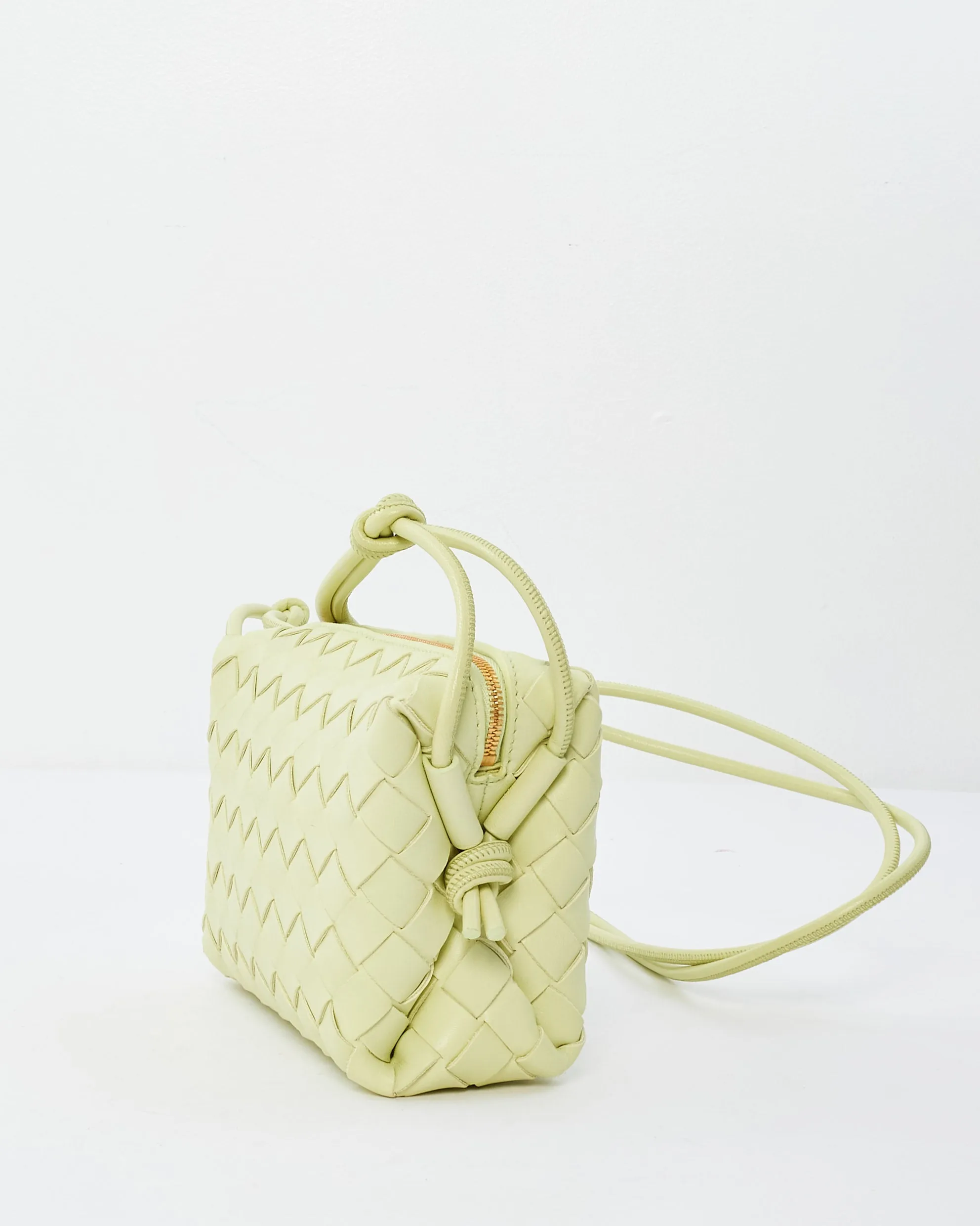 Bottega Veneta Washed Lemon Intrecciato Leather Mini Loop Camera Bag