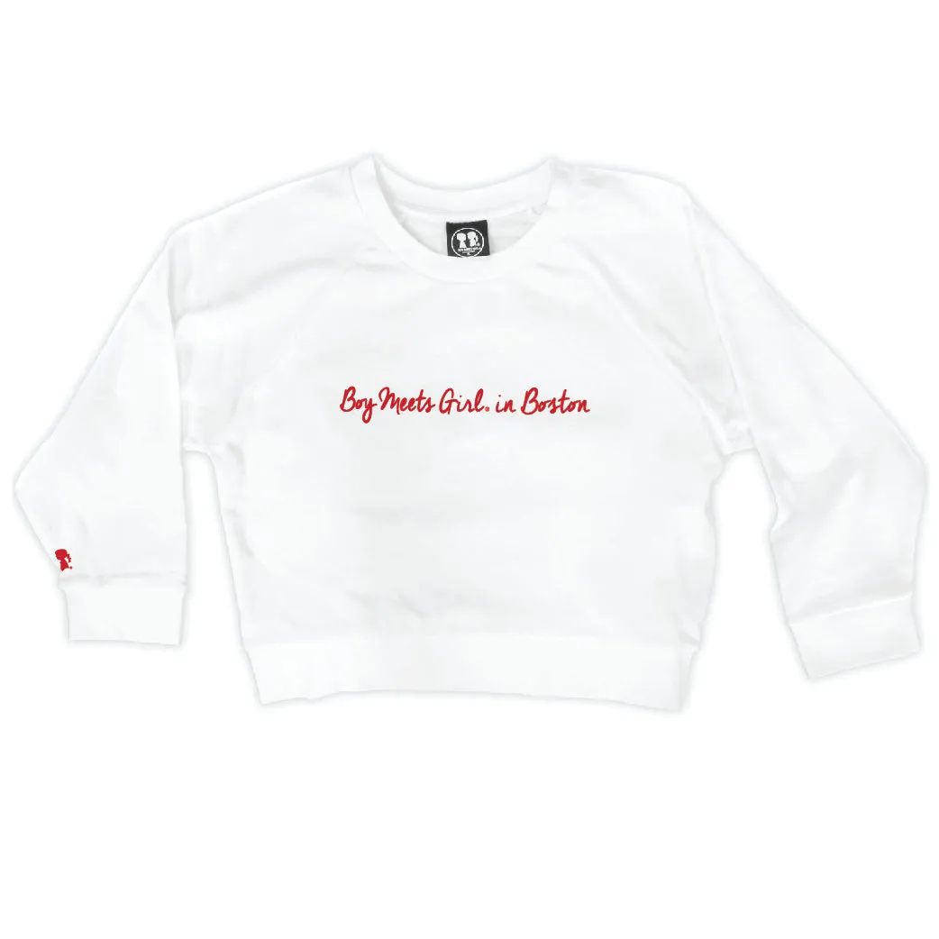 Boy Meets Girl® in Boston White Crop Sweatshirt
