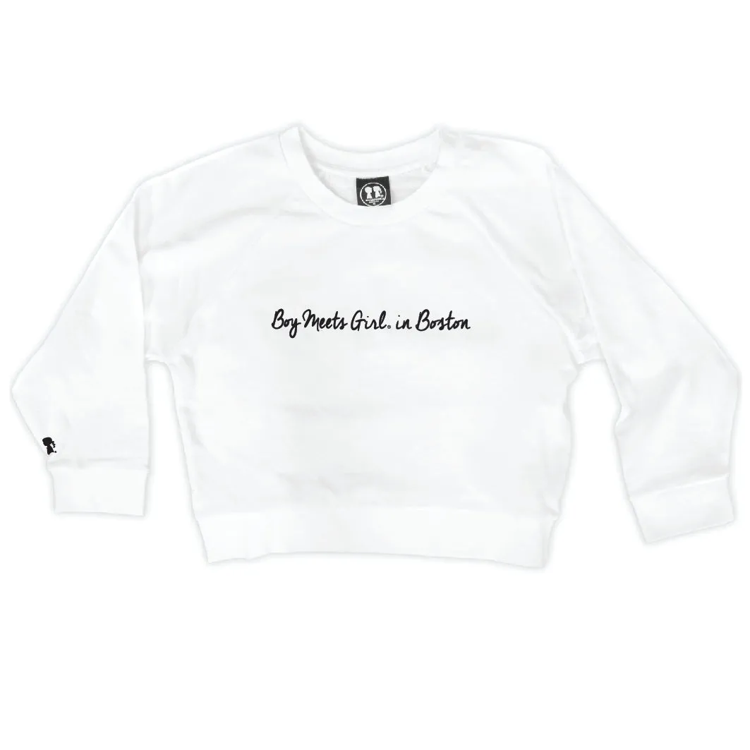 Boy Meets Girl® in Boston White Crop Sweatshirt