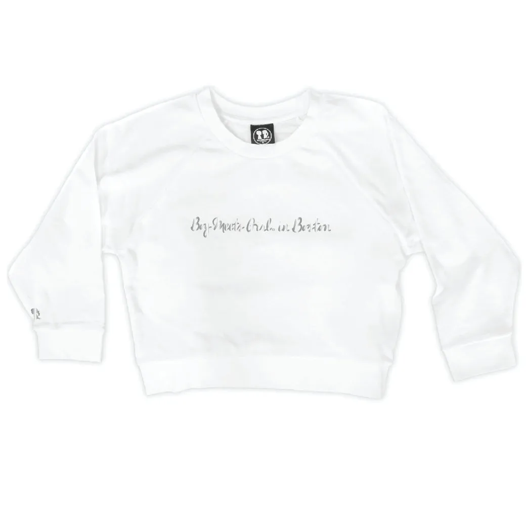Boy Meets Girl® in Boston White Crop Sweatshirt