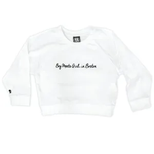 Boy Meets Girl® in Boston White Crop Sweatshirt