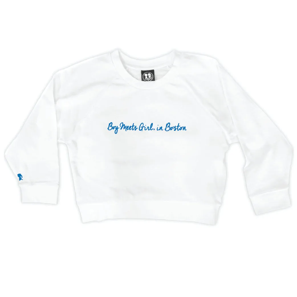 Boy Meets Girl® in Boston White Crop Sweatshirt