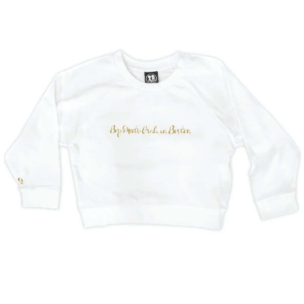 Boy Meets Girl® in Boston White Crop Sweatshirt