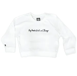 Boy Meets Girl® in Chicago White Crop Sweatshirt