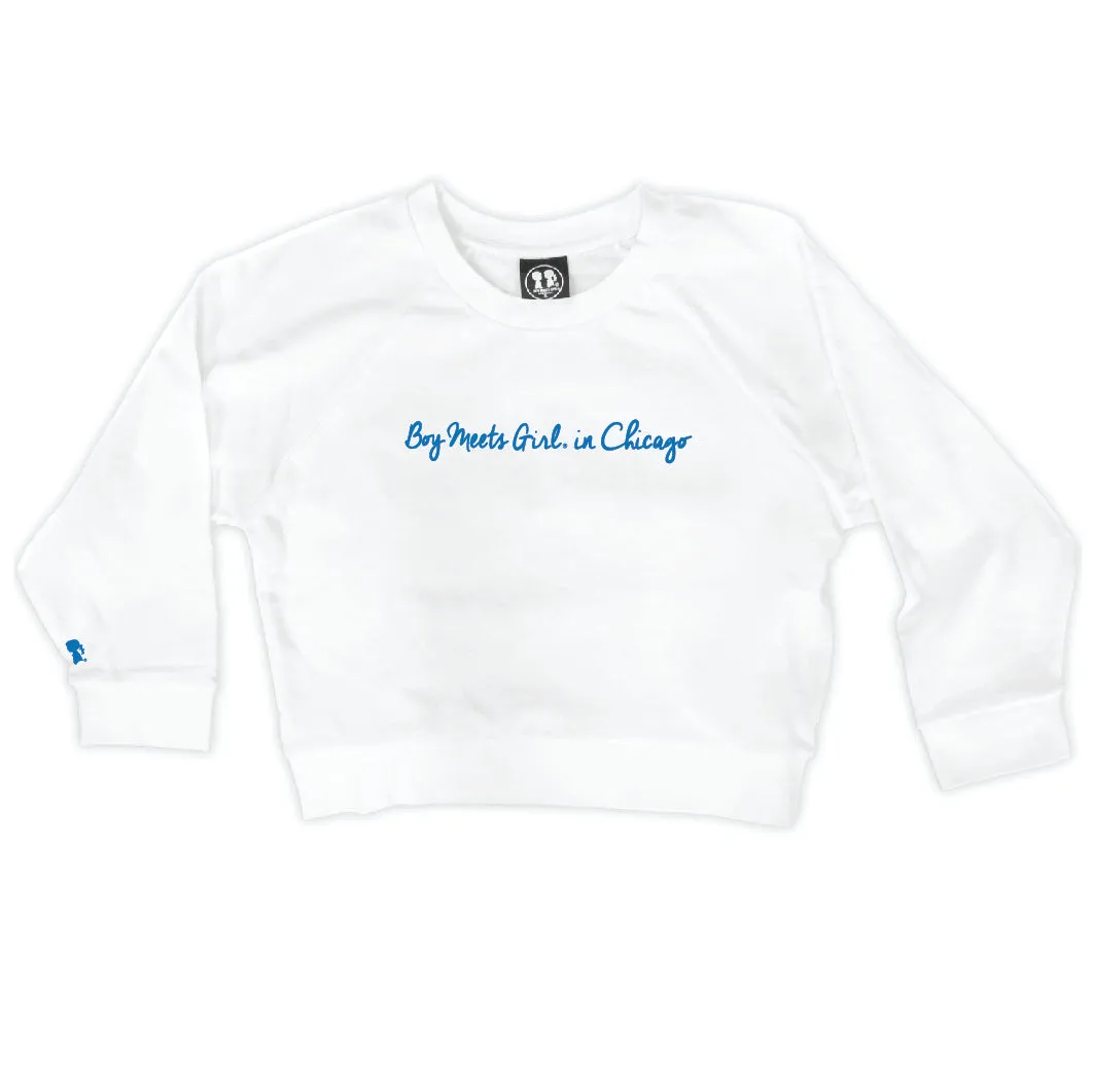 Boy Meets Girl® in Chicago White Crop Sweatshirt