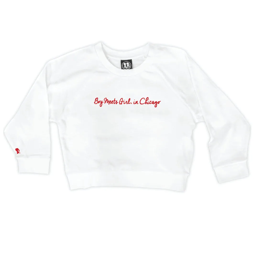 Boy Meets Girl® in Chicago White Crop Sweatshirt