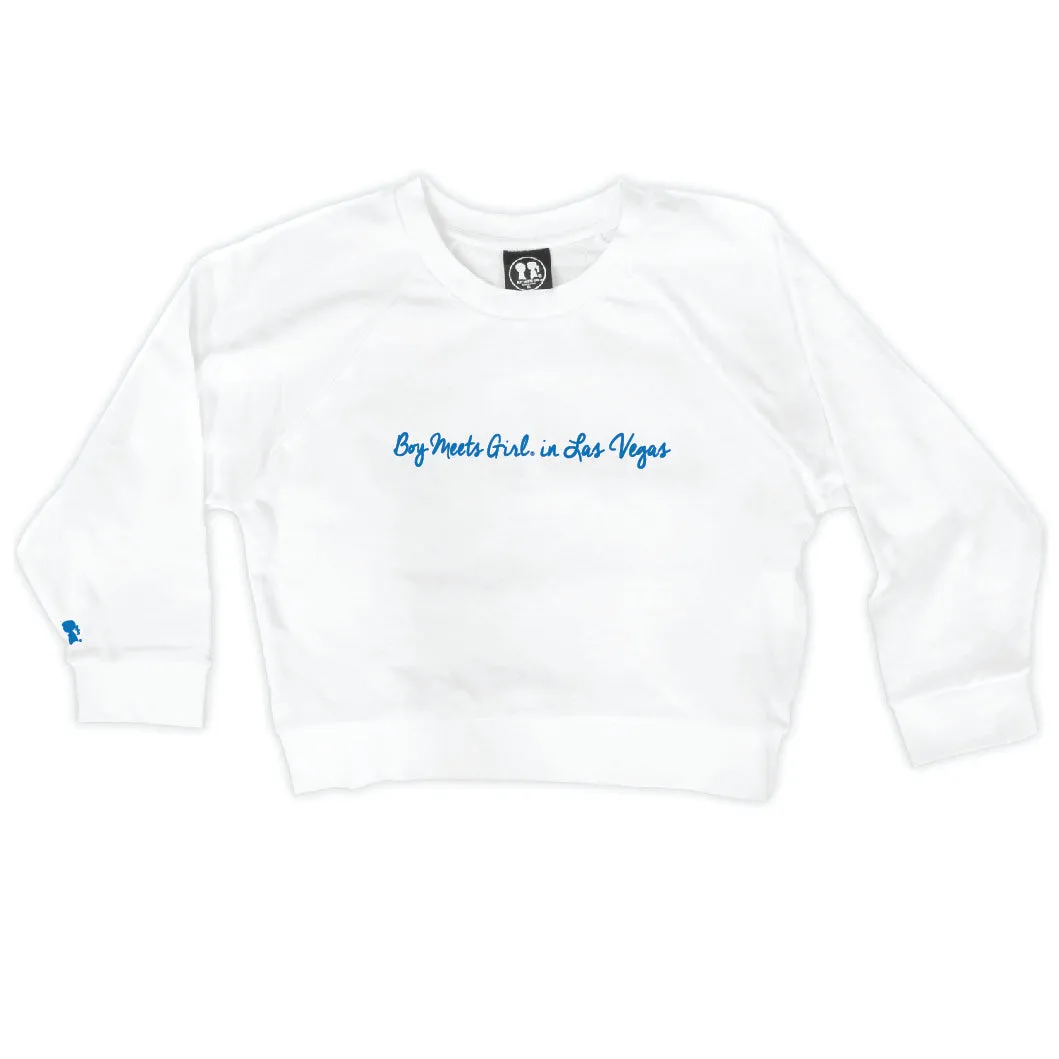 Boy Meets Girl® in Las Vegas White Crop Sweatshirt